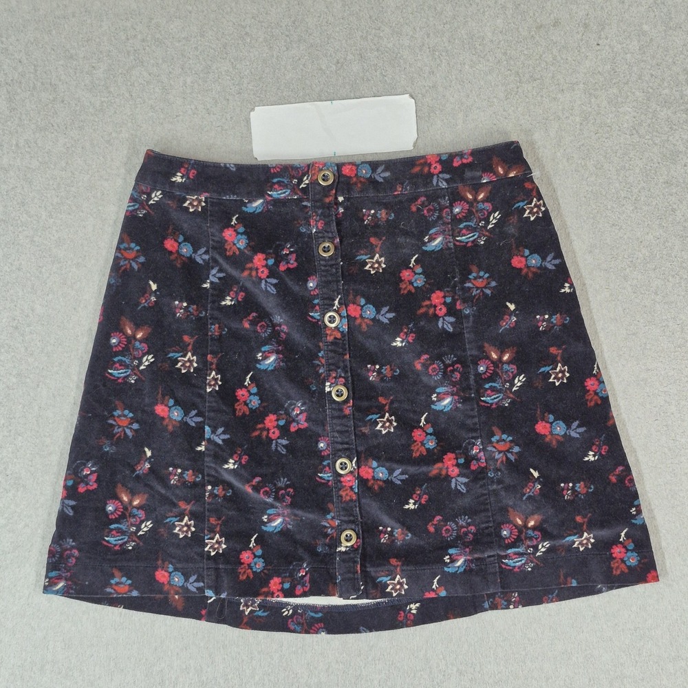 Hollister Women Skirt S Black Mini Skirt Floral Velvet Button Front Cottagecore